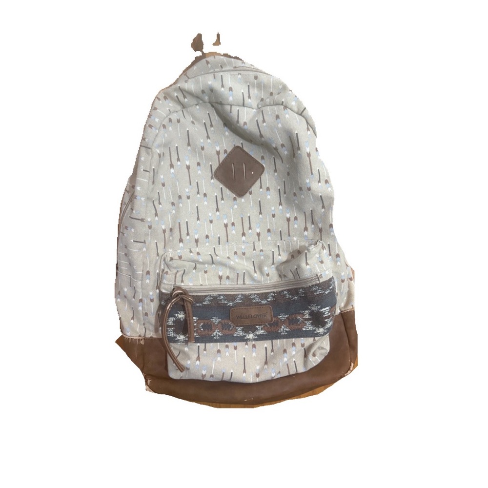 Wallflower Beige Patterned Backpack with Brown Accents